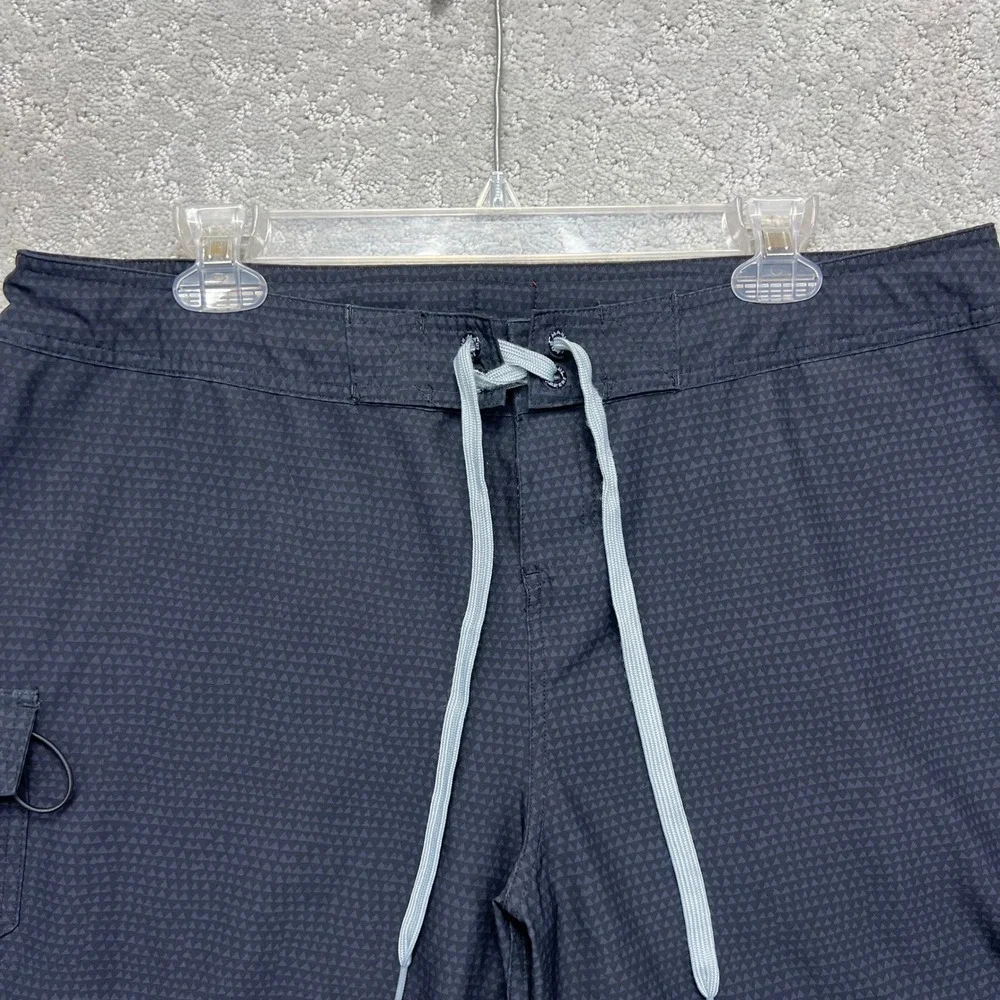 Maui Rippers Board Shorts Womens 14 (36) Black Geometric Swim Trunks Cargo Surf